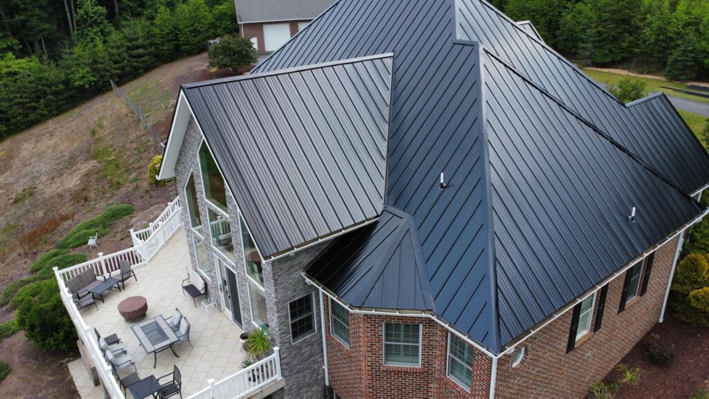 after new black metal roof installed asheboro